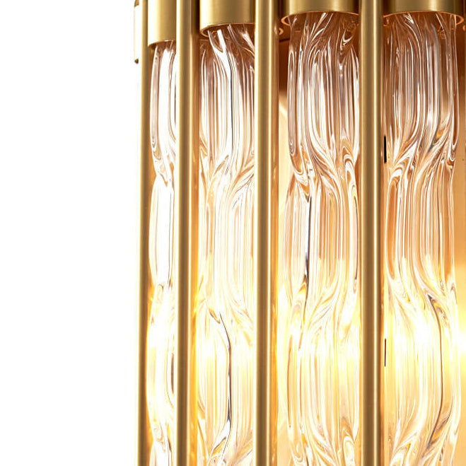 Modern Luxury Rectangular Half-Cylinder Copper Glass 2/3 Light Wall Sconce Lamp