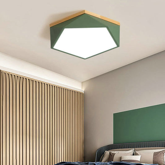 Contemporary Scandinavian Iron Acrylic Polygon LED Flush Mount Ceiling Light For Bedroom