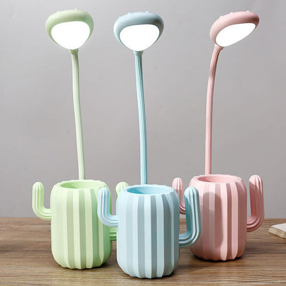 Modern Children's Plastic Cactus Pencil Eye Protection USB LED Table Lamp