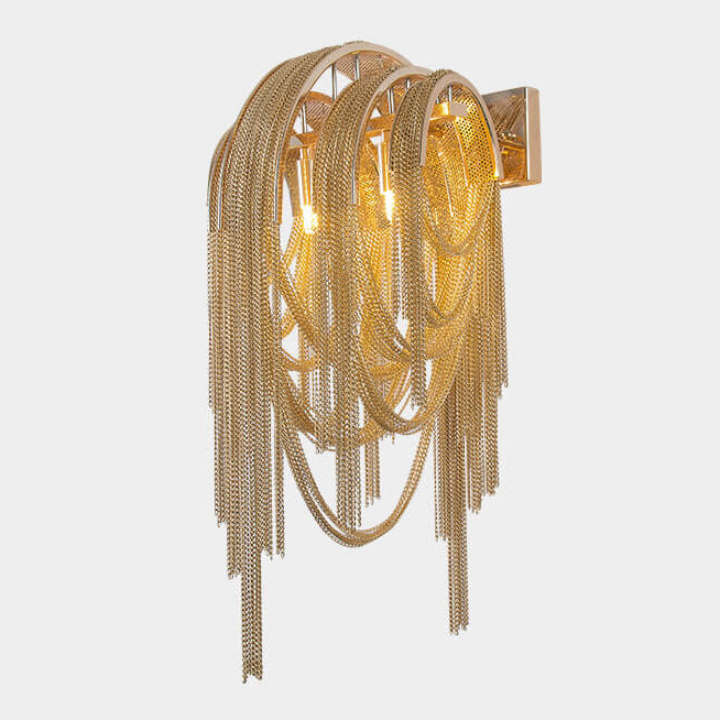Postmodern Luxury Aluminum Chain Tassel 2-Light Wall Sconce