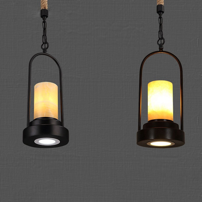 Vintage Industrial Candle 1-Light Hemp Wire LED Pendant Light