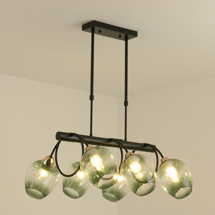 Nordic Light Luxury Gradient Glass Linear 6/8/10 Light Island Light Chandelier