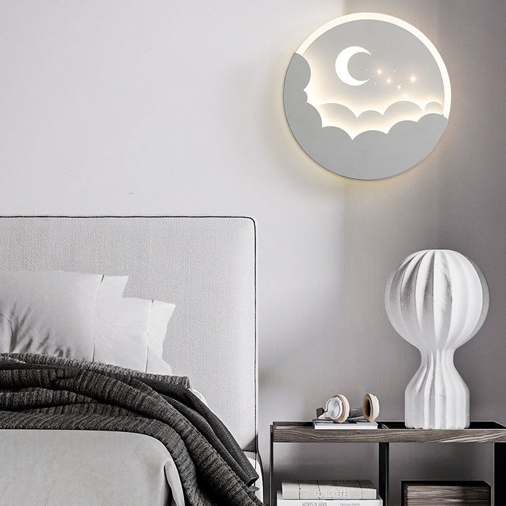 Modern Simplicity Round Moon Iron Aluminum Acrylic LED Flush Mount Ceiling Light For Bedroom