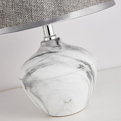Contemporary Vintage Cylinder Vase Base Ceramic Fabric 1-Light Table Lamp For Bedroom