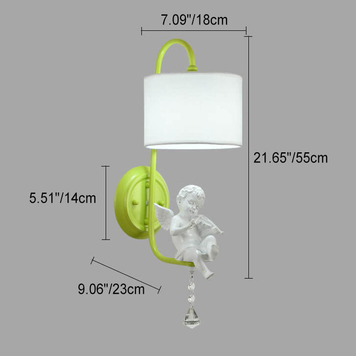 مصباح حائط دائري من الراتنج بتصميم ملاك عصري مزود بمصباح واحد