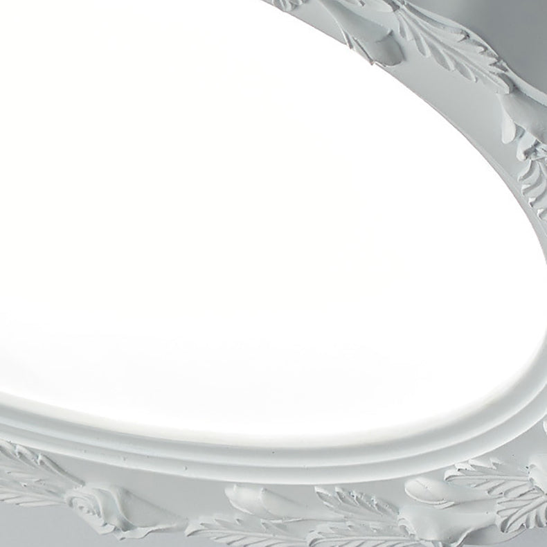Traditional Vintage Round Petal Iron Resin Acrylic LED Flush Mount Ceiling Light For Bedroom