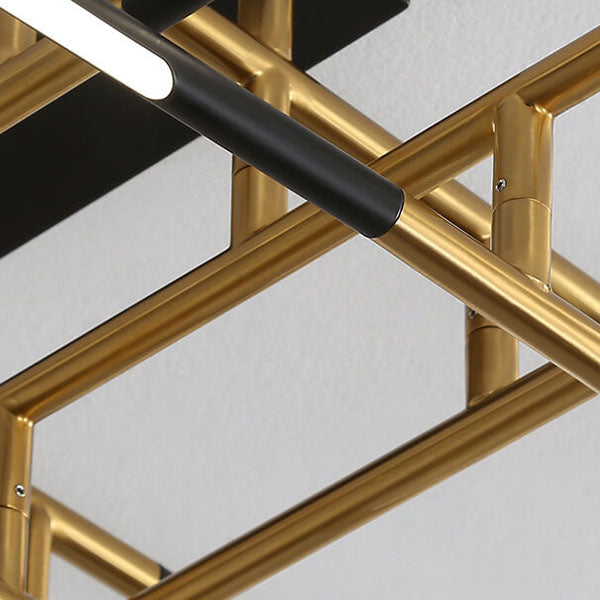 Nordic Creative Iron Geometric Line Combination LED Semi-Flush Mount Ceiling Light
