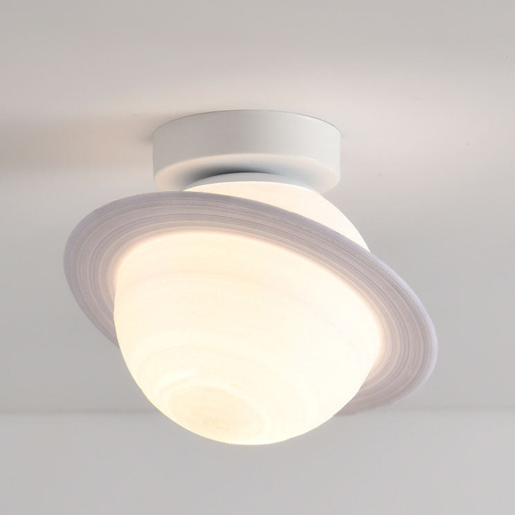 Nordic Creative Moon Planet Iron Art 1-Light Semi-Flush Mount Light