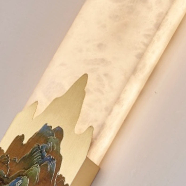 Traditional Chinese Marble All-Copper Rectangular LED Wall Sconce Lamp For Bedroom