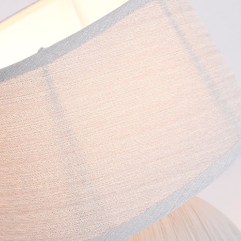 Modern Minimalist Cylindrical Cone Ceramic Fabric 1-Light Table Lamp For Bedroom