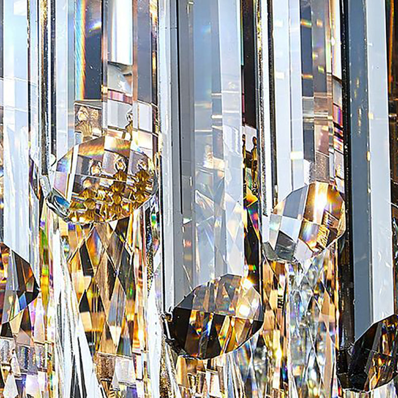 مصباح سقف دائري فاخر من الكريستال الذهبي بثلاثة مصابيح مثبتة على السقف للممر