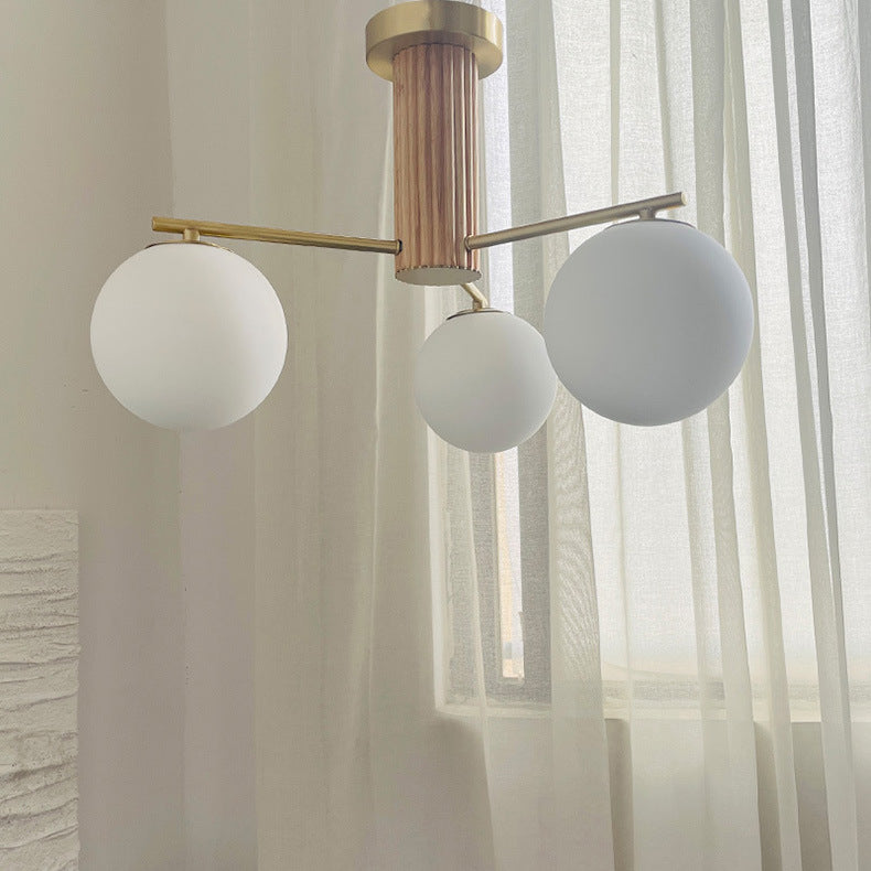Modern Creative Minimalist Copper Glass Sphere 3/5-Light Semi-Flush Mount Ceiling Light