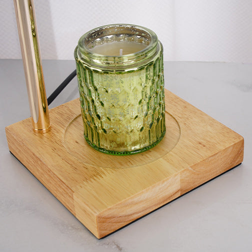 Modern Simplicity Wood Iron Glass Round Ball Square Base 1-Light Dimmable Melting Wax Table Lamp For Bedside