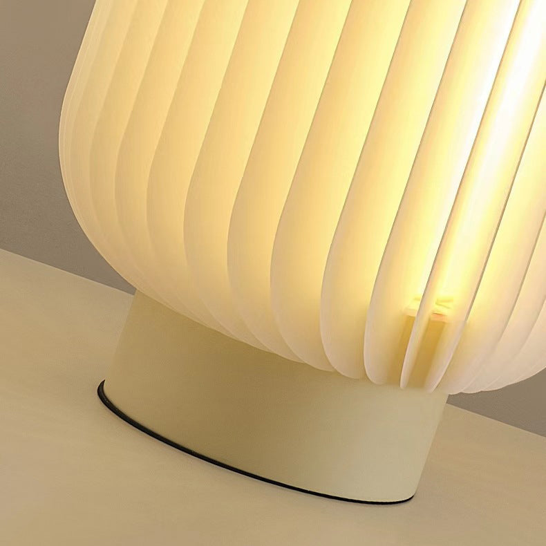 Modern Simplicity Round Pleated Iron Acrylic Fabric LED Table Lamp For Bedroom