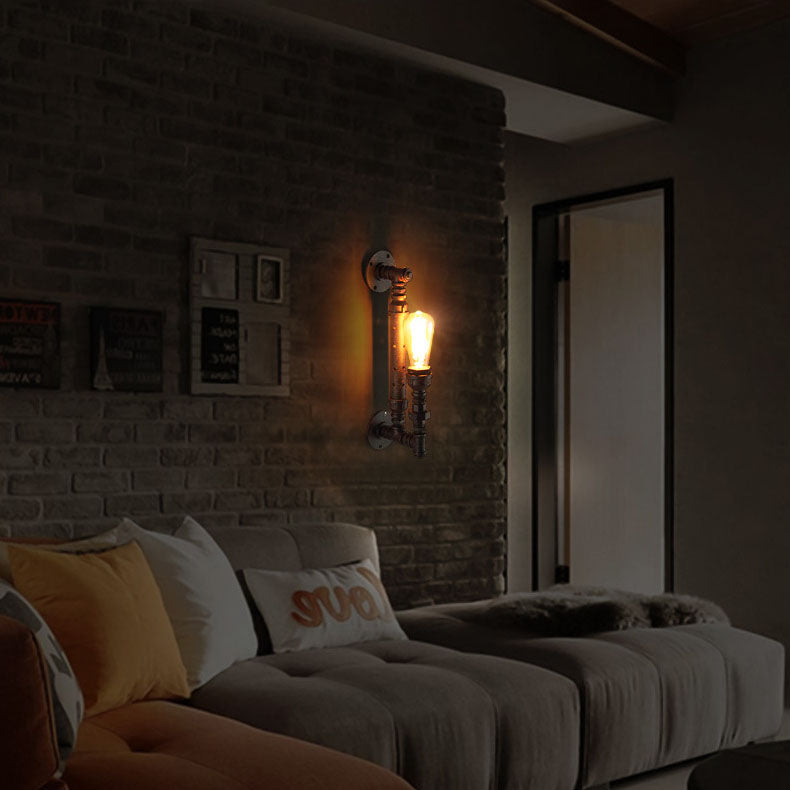 مصباح حائط معدني تقليدي على شكل أنبوب مائي استعماري مزود بإضاءة واحدة لغرفة النوم