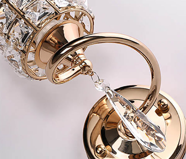 Modern Luxury Crystal Cylindrical Square 1-Light Wall Sconce Lamp