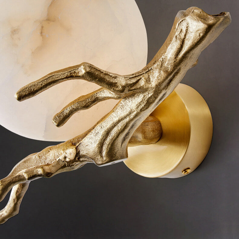 Creative Luxury Brass Lucite Tree Branch 1-Light Wall Sconce Lamp