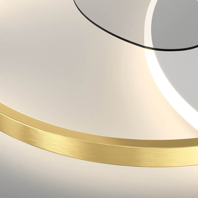 高級ダブルリングコンビネーションデザイン LEDフラッシュマウントファンライト