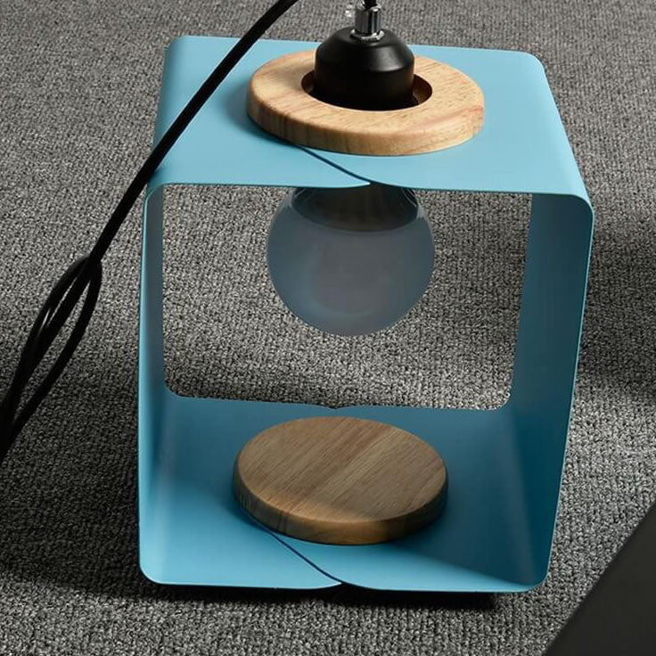 Nordic Creative Iron Solid Wood Square Geometry 1-Light Pendant Light