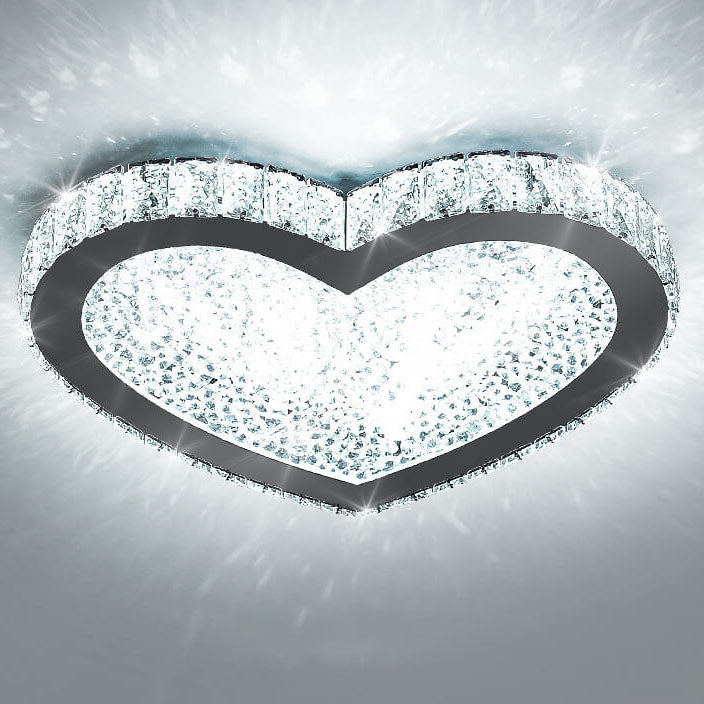 Modern Minimalist Stainless Steel Crystal LED Flush Mount Ceiling Light