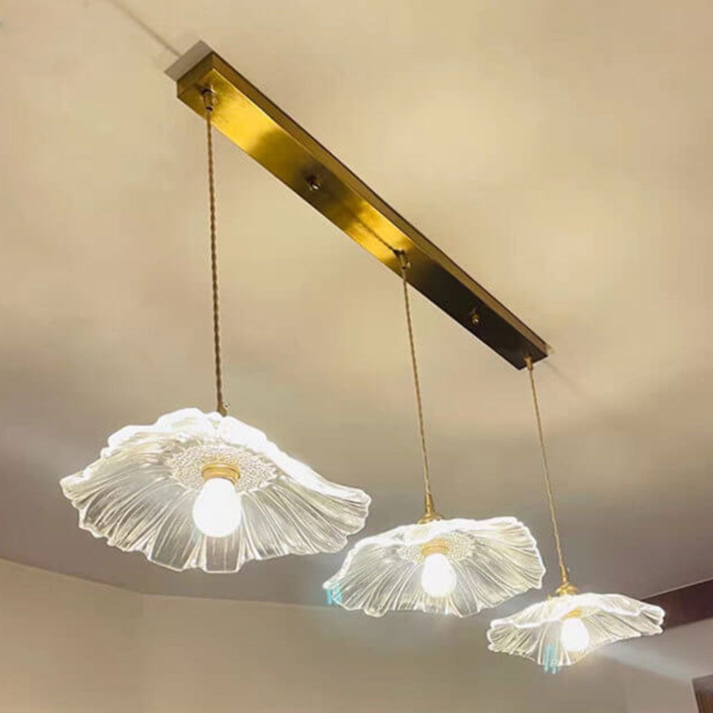 Nordic Light Luxury Brass Glass 1/3-Light Pendant Light