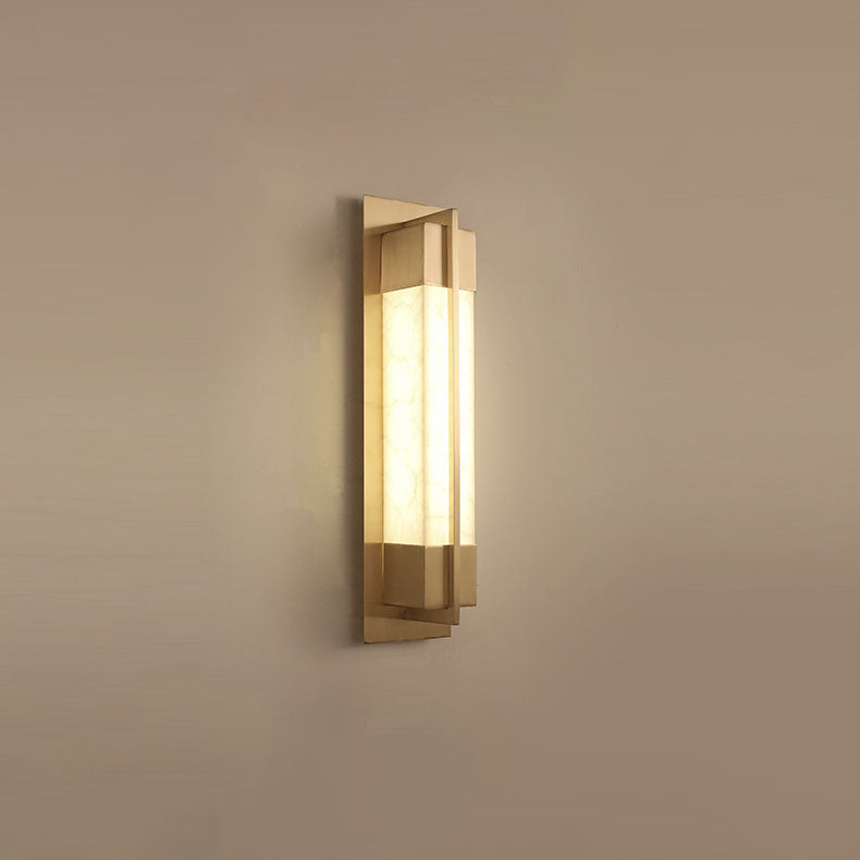 Modern Chinese Brass Resin Rectangular LED Wall Sconce Lamp