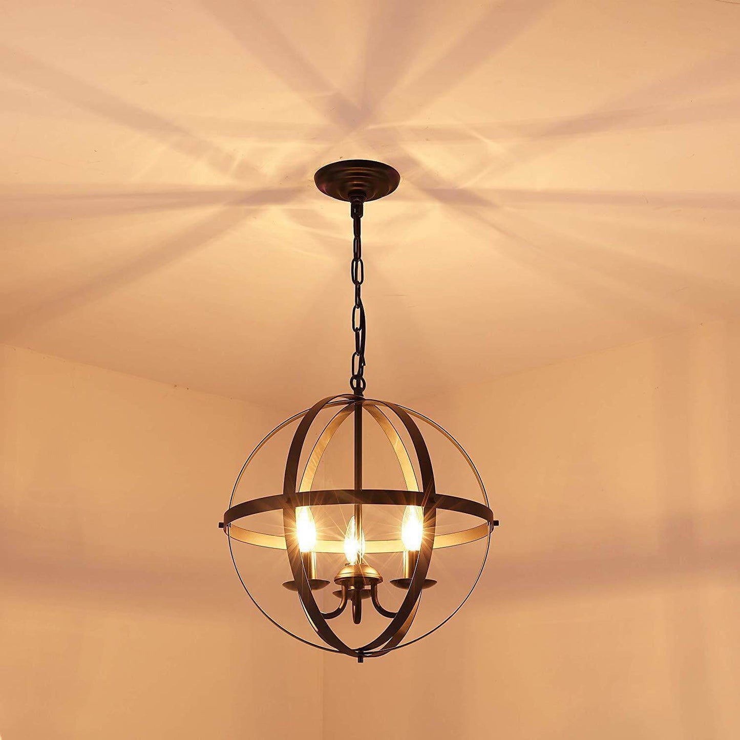 Industrial 4-Light Globe Metal Chandeliers