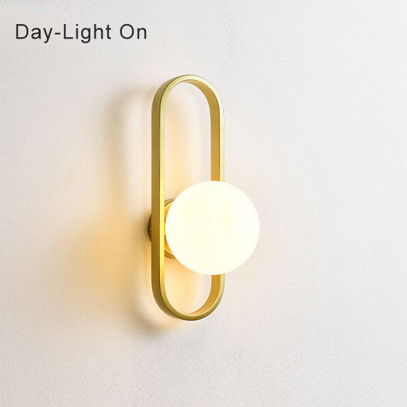 Circle Ring Glass Ball 1-Light Armed Sconce Lamp 2 Design