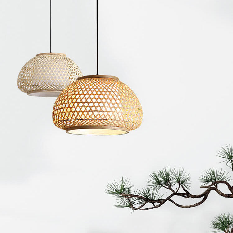 Bamboo Weaving 1-Light Chinese Elements LED Pendant Light