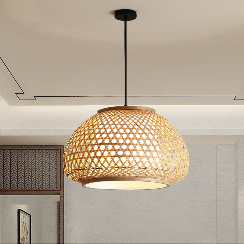 Bamboo Weaving 1-Light Chinese Elements LED Pendant Light
