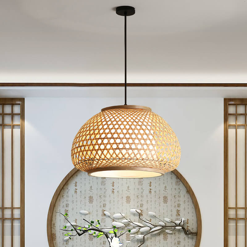 Bamboo Weaving 1-Light Chinese Elements LED Pendant Light