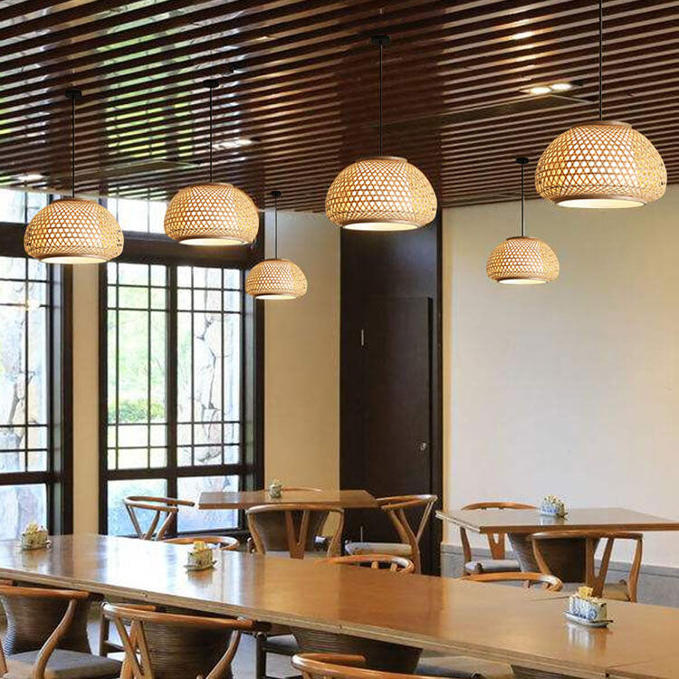 Bamboo Weaving 1-Light Chinese Elements LED Pendant Light