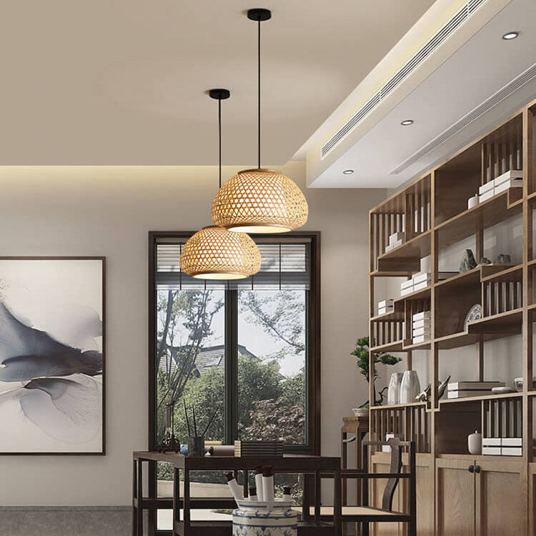 Bamboo Weaving 1-Light Chinese Elements LED Pendant Light