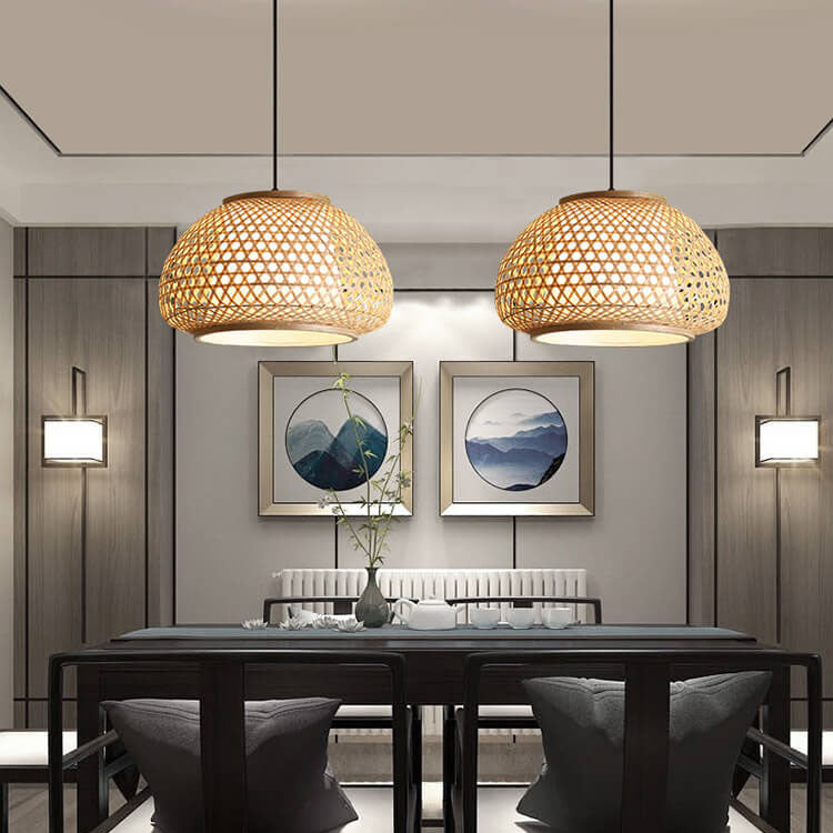 Bamboo Weaving 1-Light Chinese Elements LED Pendant Light