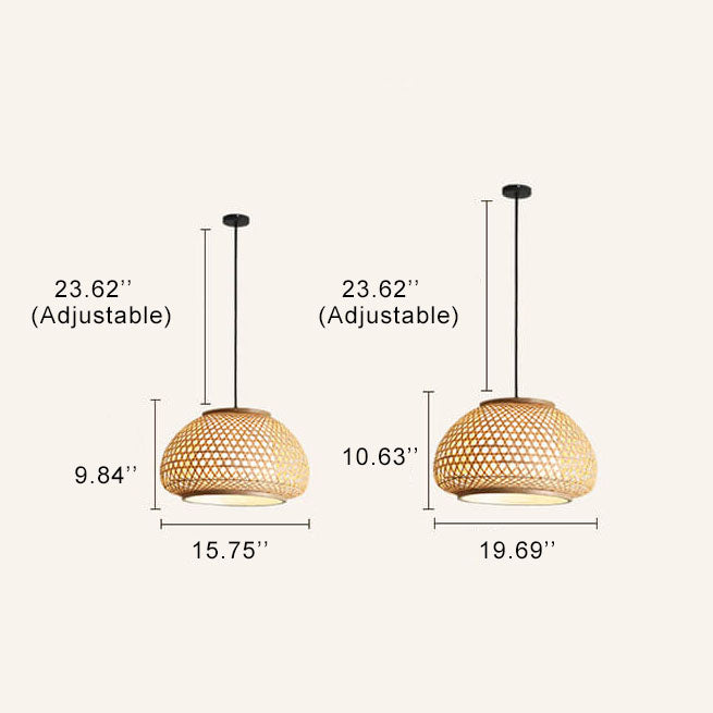 Bamboo Weaving 1-Light Chinese Elements LED Pendant Light