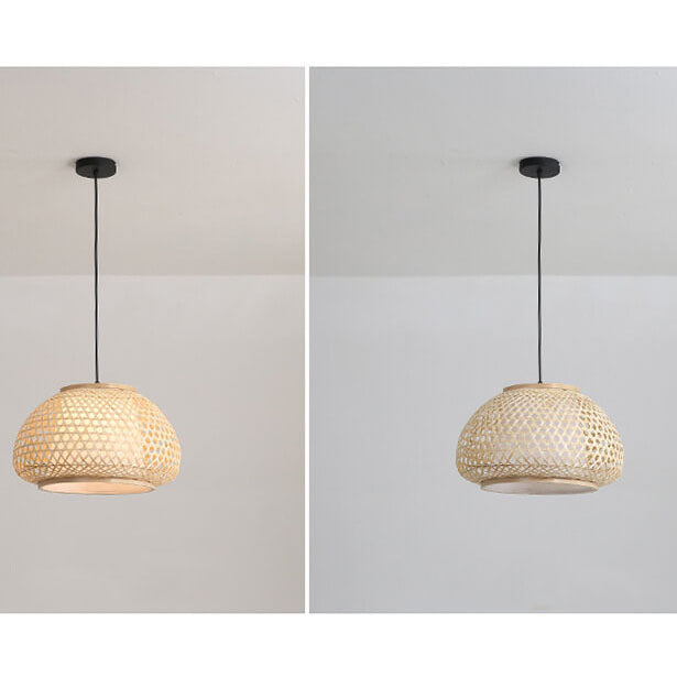 Bamboo Weaving 1-Light Chinese Elements LED Pendant Light