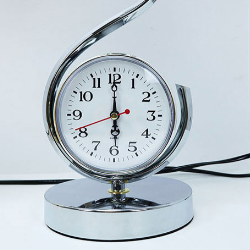 Contemporary Creative Orb Clock Iron Glass 1-Light Table Lamp For Bedroom