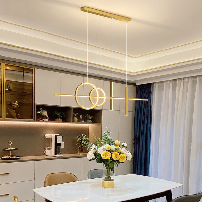 ثريا جزيرة LED مصنوعة من شريط سيليكون حديدي بتصميم عصري بسيط لغرفة الطعام