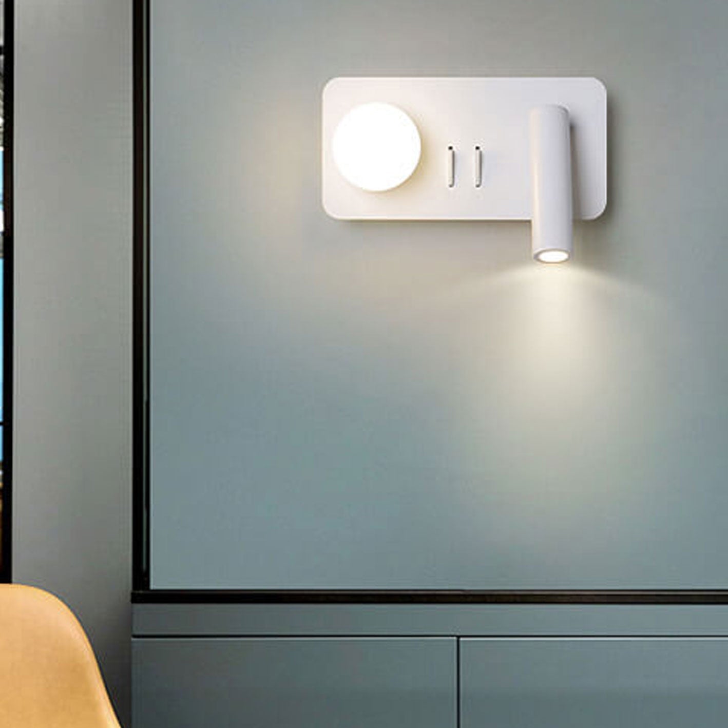 مصباح حائطي LED للقراءة مصنوع من الحديد الأكريليكي دائري/مربع بتصميم بسيط على الطراز الاسكندنافي