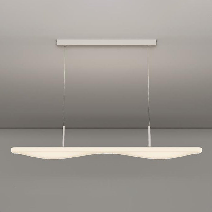 Modern Minimalist Long Iron Rolled Plastic LED Island Light Pendant Light For Dining Room