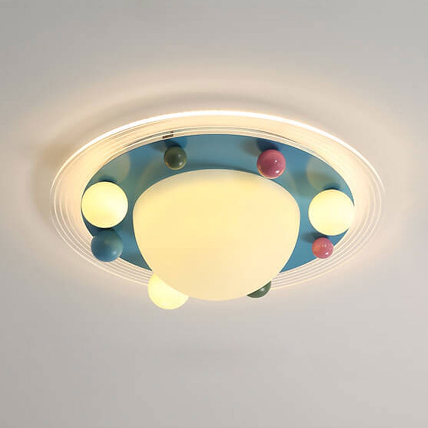 Cute Space Planet Macaron Color Children's LED Flush Mount Ceiling Light
