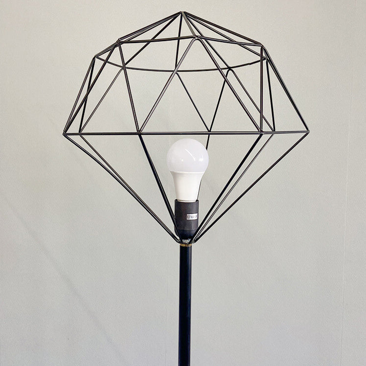 Contemporary Simplicity Iron Hollow Diamond Shape 1-Light Standing Floor Lamp For Study
