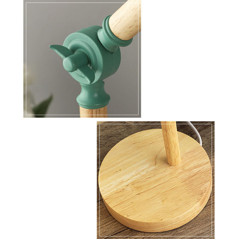 Contemporary Nordic Iron Semi-Circular Shade Wooden Base 1-Light Table Lamp For Study