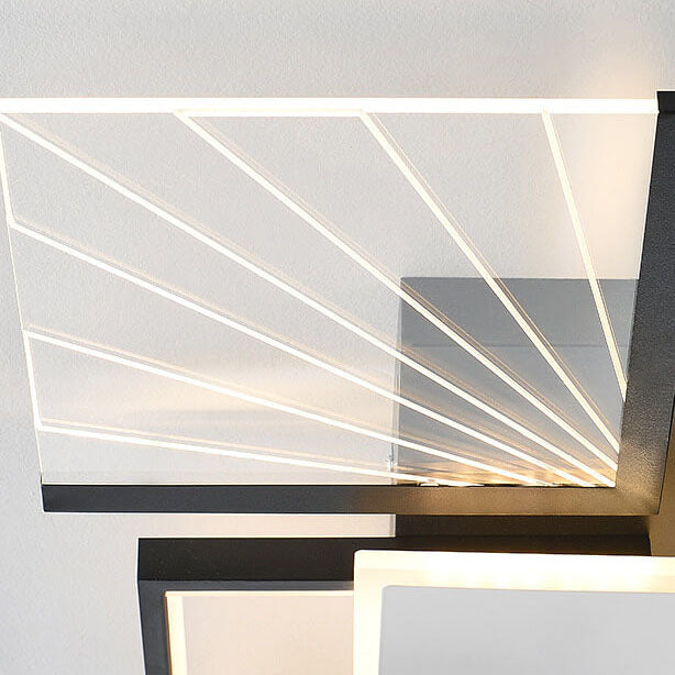 Modern Minimalist Geometric Shapes Black White Iron LED Flush Mount Light