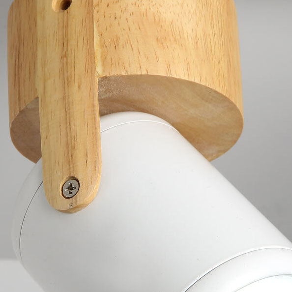 Minimalist Wooden Long Spotlight Track Light 1/3 Light LED Flush Mount Ceiling Light