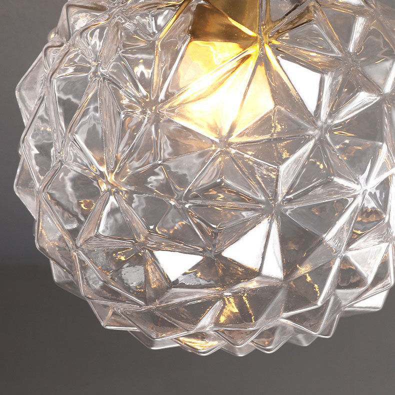 Modern Light Luxury Star Textured Glass Orb 1-Light Semi-Flush Mount Ceiling Light