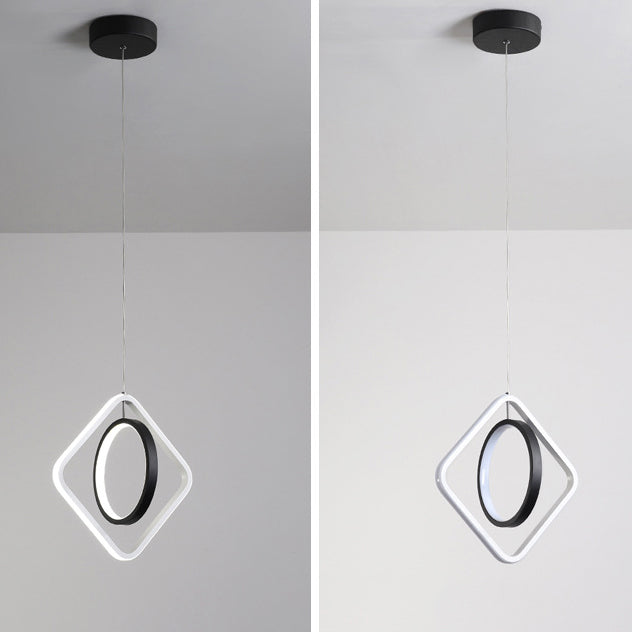 ثريا LED معاصرة من الألومنيوم والحديد بتصميم دائري ماسي إسكندنافي لغرفة المعيشة