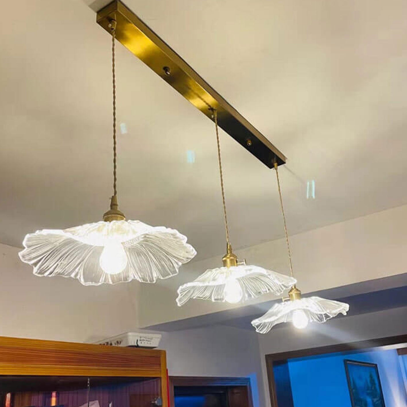 Nordic Light Luxury Brass Glass 1/3-Light Pendant Light