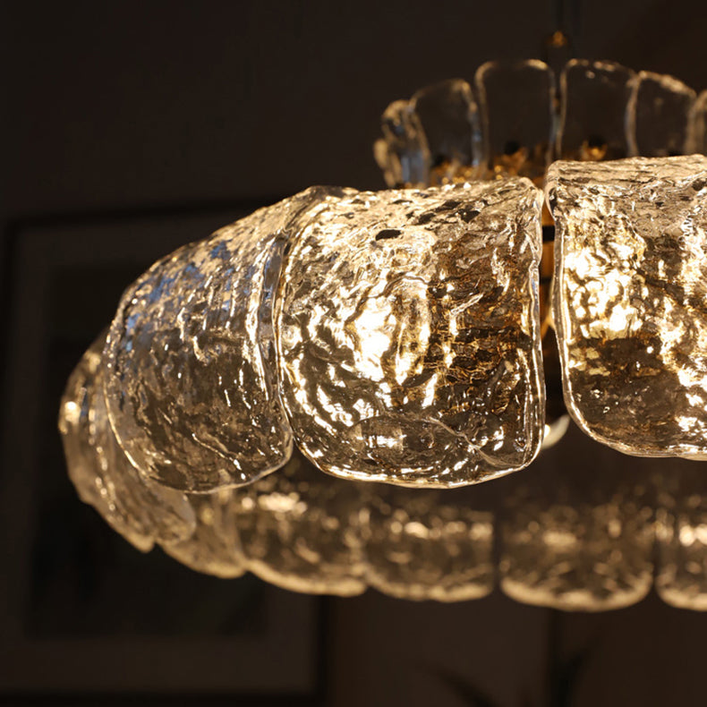 Traditional Vintage Round Floral Iron Glass 4-Light Pendant Light For Living Room