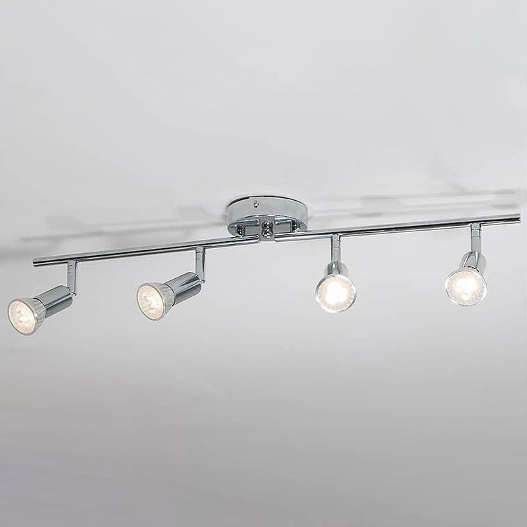 Modern Pure Chrome Metal 4-Light Spotlight Flush Mount Light